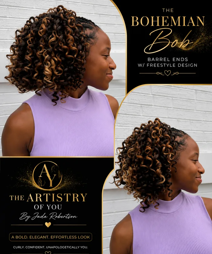 Bohemian Bob with barrel ends and freestyle design