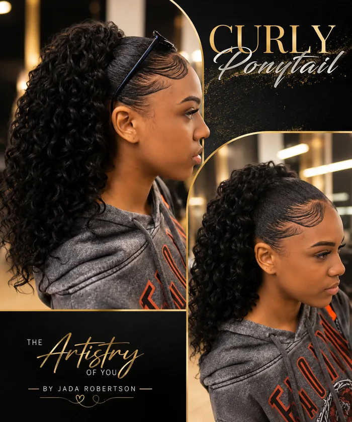 Curly ponytail hairstyle by The Artistry of You